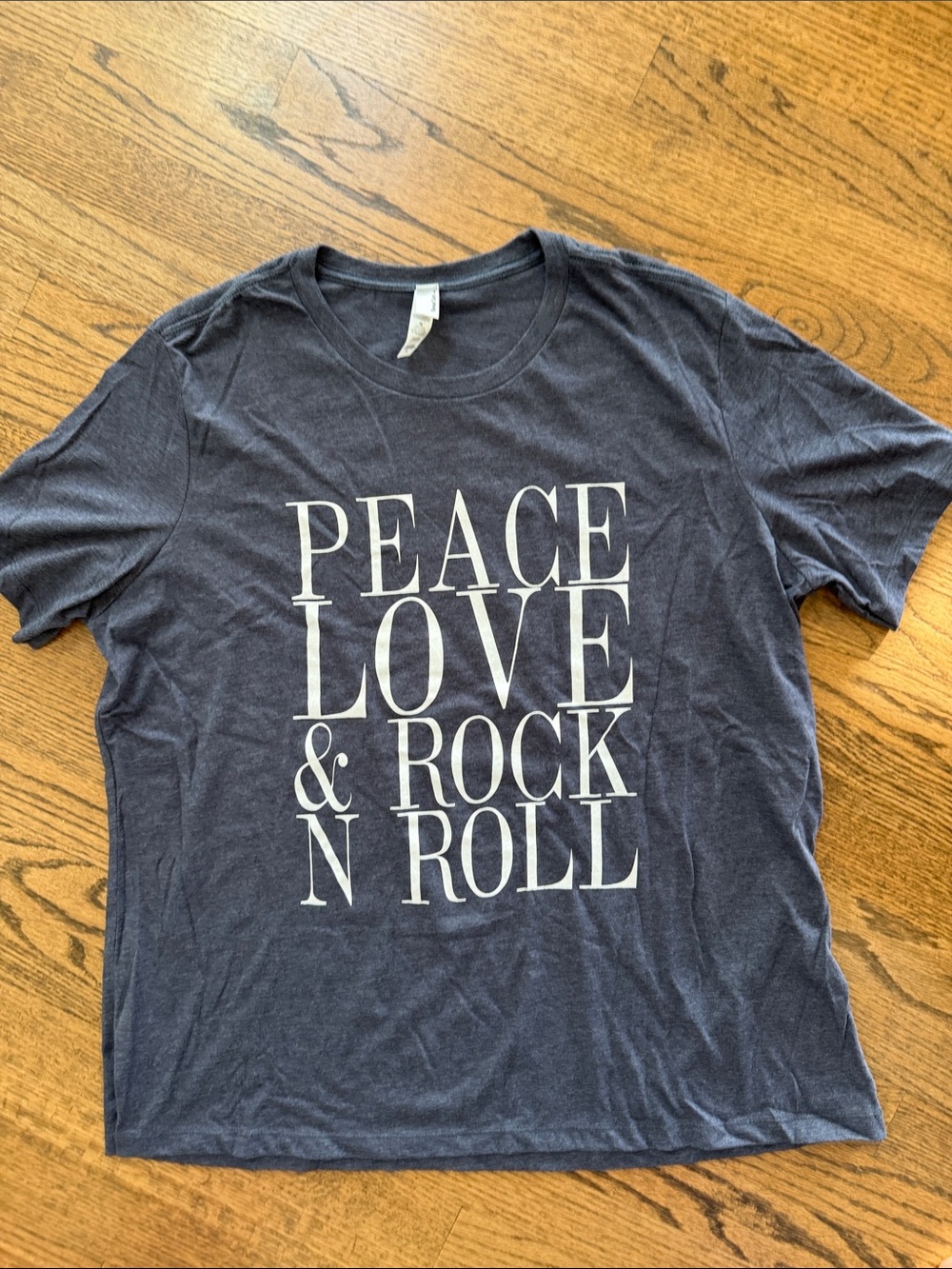 Graphic 'Peace Love & Rock N Roll' Short Sleeve Tee - Navy